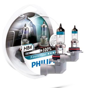 Par Lampada Hb4 Philips X-Treme Vision 3350K 12V 55W Dobro De Alcance