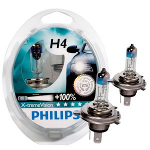 Par Lampada H4 Philips X-Treme Vision 3350K 12V Dobro Alcance