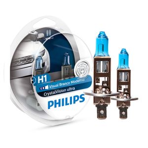 Par Lampada H1 Philips Crystal Vision Ultra 4100K 12V 55W W5W