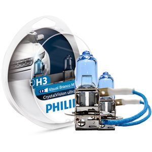 Par Lampada H3 Philips Crystal Vision Ultra 4100K 12V 55W W5W