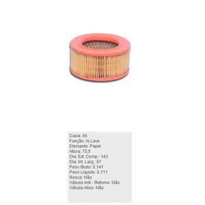 Filtro De Ar Do Motor Vw Fusca Tecfil Ar6193