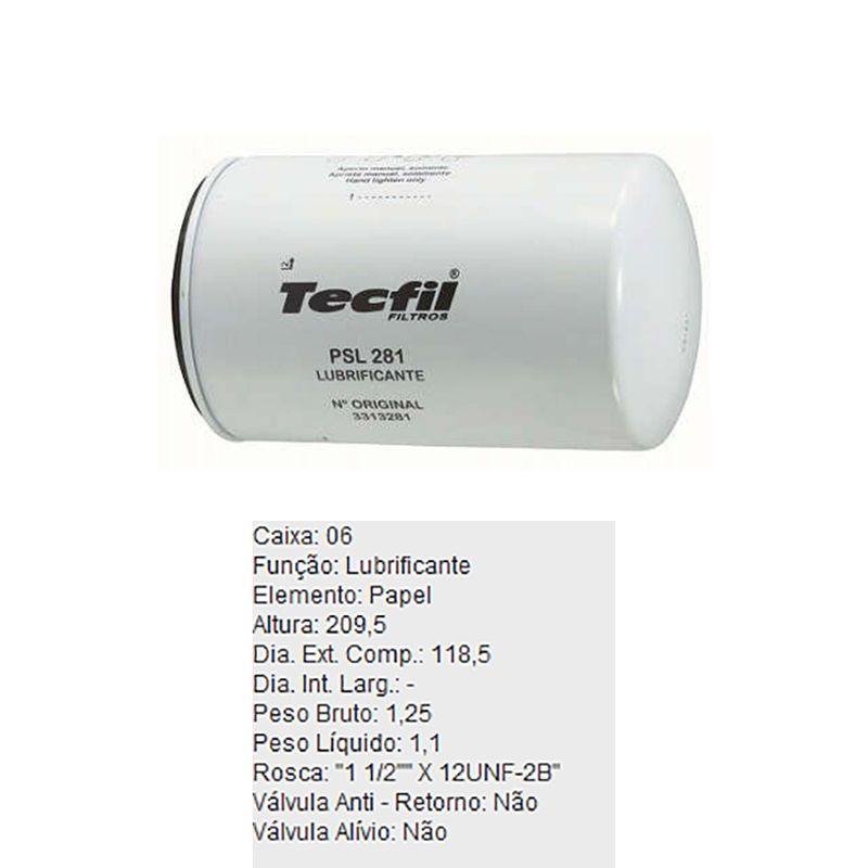 Filtro-De-Oleo-Tecfil-Psl281-Vw-Cummins-DPS-45711-01