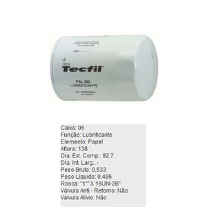 Filtro De Oleo Tecfil Psl282 Ford F100 F250 F350 F4000