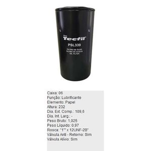 Filtro De Oleo Tecfil Psl339 Agrale 4130 130 Fiat 120 Allis