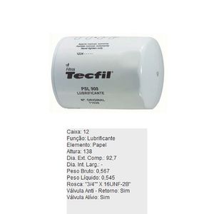 Filtro De Oleo Tecfil Psl900 Audi A4 A6