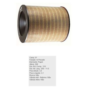 Filtro De Ar Do Motor Volvo B10B B10M B10M310 B10M340 Tecfil Ap5569