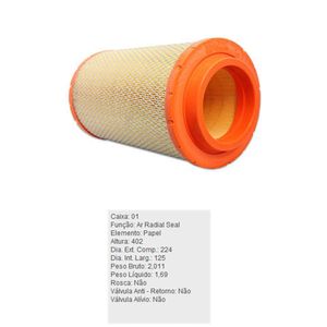 Filtro De Ar Do Motor Agrale Bx6150 Ma 12.0 Ma 8.5 Ma 9.2 Tecfil Ars5134