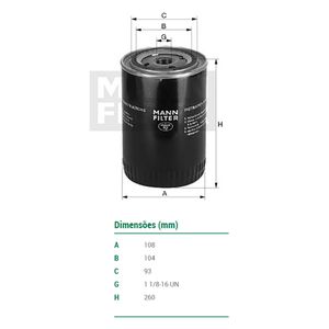 Filtro De Oleo Mann Filter W111024 Scania K124 Eb K124 Ib K124 Hb Volvo B10M B12 B58