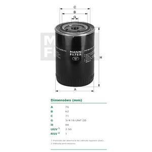 Filtro De Oleo Mann Filter W7Multi34D Audi A3 A4 Ford Escort Gm Omega Suprema Vw Fox Gol Golf