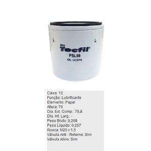 Filtro De Oleo Tecfil Psl56 Fiat Argo Uno