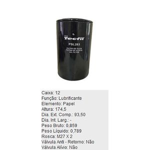 Filtro De Oleo Tecfil Psl283 Ford 1119 1317E 1319 1517E