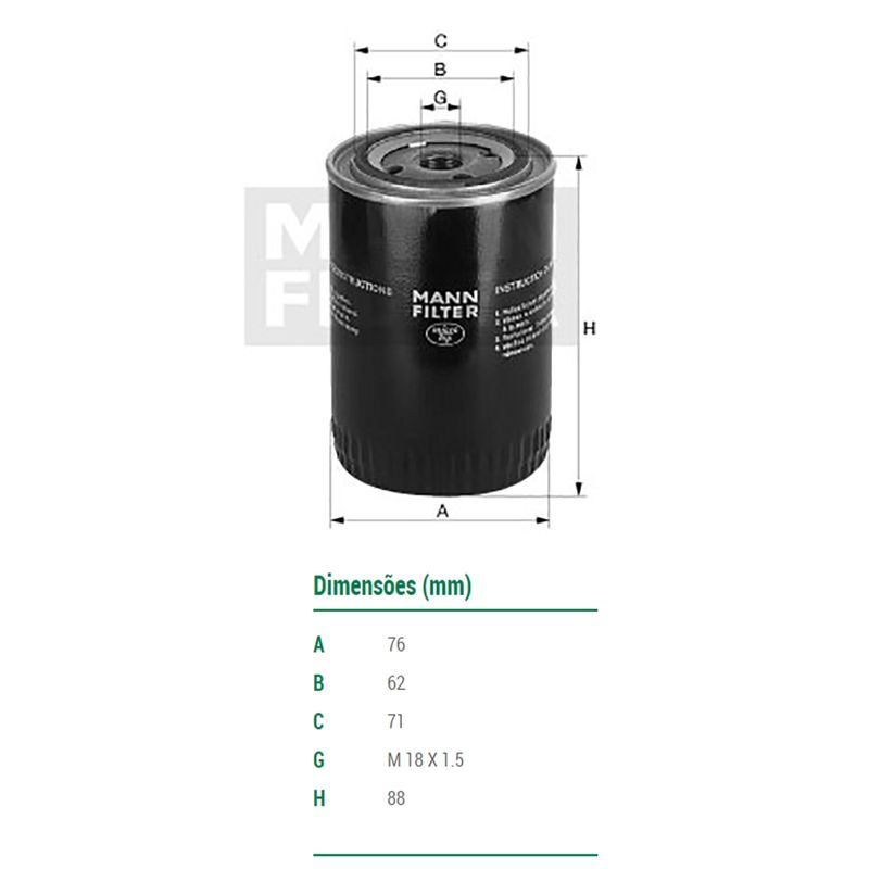 Filtro-De-Oleo-Mann-W71212-Gm-Chevette-Chevy-Maraja³-DPS-9153-01