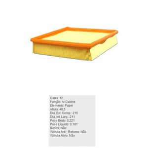 Filtro De Ar Condicionado Volvo Fh12340 12380 12400 12440 12460 13500 Tecfil Acp007