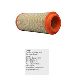 Filtro De Ar Do Motor Agrale Marrua Iveco Daily Troller Tecfil Ars8234