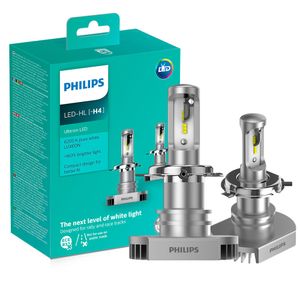 Par Lampada H4 Led Philips Ultinon Led 6200K 12V 15W