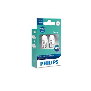 Lampada Led Philips Sinalizacao 0,6W 12V W5W Ultinon 6000K Branca 11961Ulwx2