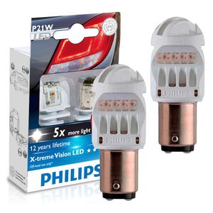 Lampada P21 Philips Led Vermelha Para Freio Ou Sinalizacao