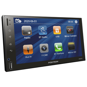 Central Multimídia Positron 7" Sp8340Th Touch Espelhamento Android iOS USB Bluetooth
