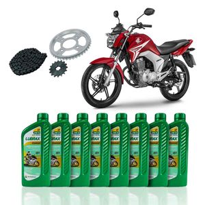 Kit Revisão Moto Titan Fan 2004 a 2015 Com 8 Litros De Óleo 20W50 + Kit Relação Tmc413673 Cofap