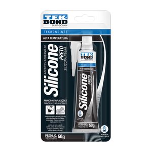 Cola Adesivo Silicone Blister Preto Alta Temperatura 50g Tekbond