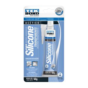 Cola Adesivo Silicone Acetico Transparente Blister 50g Tekbond